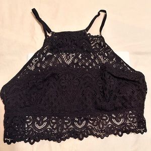 High cut neckline bralette